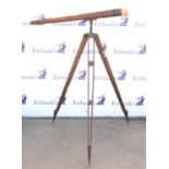 Leather covered 4 inch diameter telescope, by Ross of London No. 7893, with fine ratchet focus,
