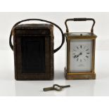 Early 20th century French brass repeating carriage clock striking the hours and half hours on a