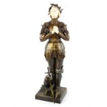 Antonin MERCIÉ (1845-1916) Jeanne d'Arc à Vaucouleurs, Joan of Arc in prayer, bronze figure