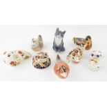 Royal Crown Derby paperweights, including mallard, 14 cm long, baby seal, pheasant, six others,