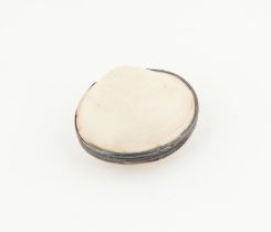 Shell and white metal mounted snuff box, 7cm wide,