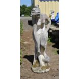 Reconstituted stone figure of a nude drying herself, 106 cm high