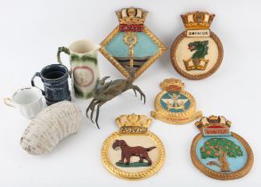 Maritime memorabilia, to include: five ships' name plates ('Subtle', 'Alliance', 'Astute',