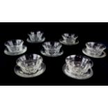 Part set of late 19th century cut glass seven finger bowls and nine saucers, engraved with the