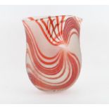 AMENDED DESCRIPTION - Large coloured Murano glass 'Siena' vase by Afro Celotto, with swirling red