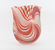 AMENDED DESCRIPTION - Large coloured Murano glass 'Siena' vase by Afro Celotto, with swirling red