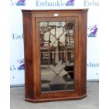 Early 20th century oak and glazed wall hanging corner cupboard