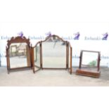 Three mahogany dressing table mirrors, 19th century and later, (3)
