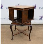 Early 20th century mahogany revolving book table on cabriole legs 46cm x 46cm x 78cm