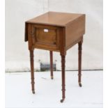 Mahogany pot cupboard, with single door on turned legs, stamped Heal & Son London To be sold on