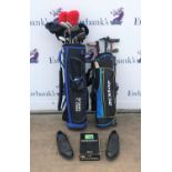 Full set of Dunlop golf clubs and bag, Junior set of clubs and Dunlop bag, golf shoes,