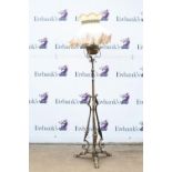 Early 20th century brass telescopic oil lamp converted to electricity