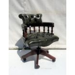 Leather button upholstered swivel office chair