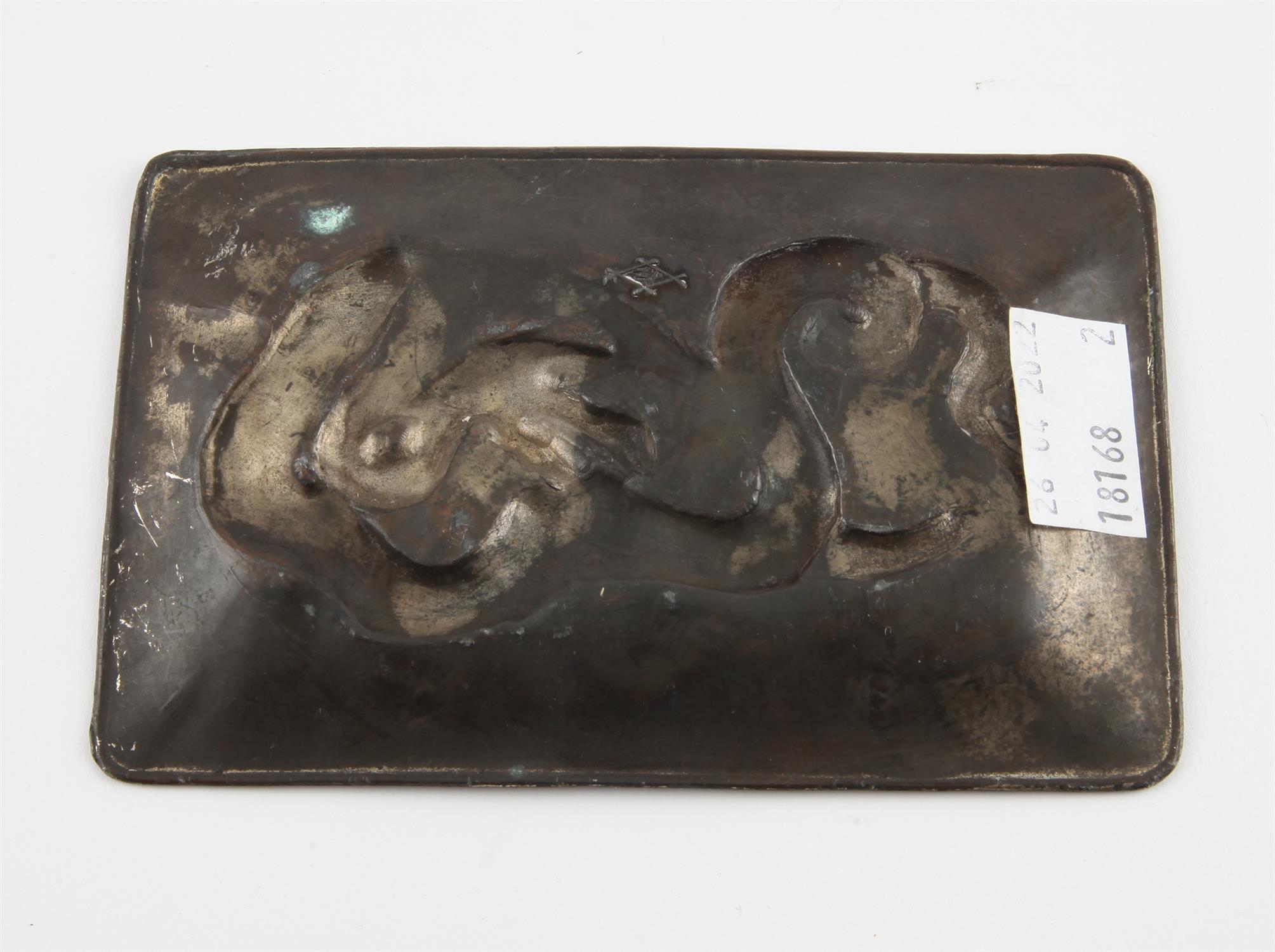 A Chinese Metal Tray, Republic period. Decorated on the inside with a dragon on  waves background. - Image 2 of 2