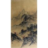 Two Chinese landscape paintings on silk, estimates and reserves per painting