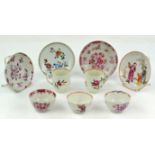 A collection of Chinese famille rose tea bowls and coffee cups and saucers . 18th century to