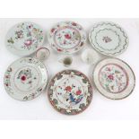 A collection of nine famille rose porcelains, Qing dynasty, 18th century and later including six