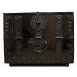 A Korean elm and iron blanket chest, Bandaji, Joseon Dynasty, 18th-19th century with deep rich