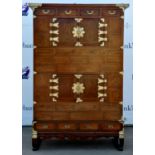 A Korean cabinet, Nong, Late 19th century/early 20th the main section with two compartments and