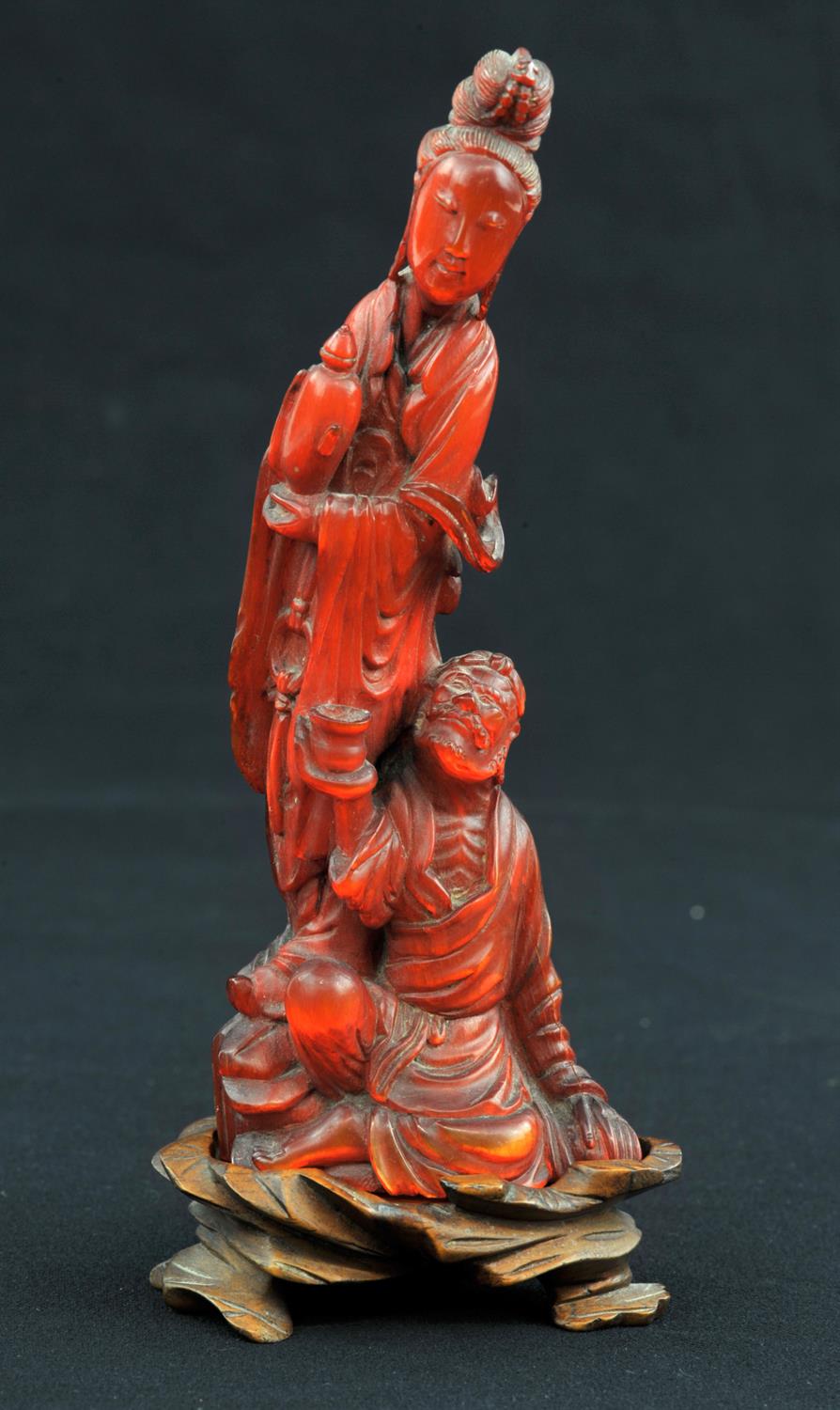 A Chinese sculpture possibly of Rhinoceros horn Qing dynasty. Finely carved and depicting a lady