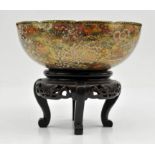 A Japanese Satsuma Mille fleur Bowl, Meiji period. The petal lobed bowl painted in the inside and