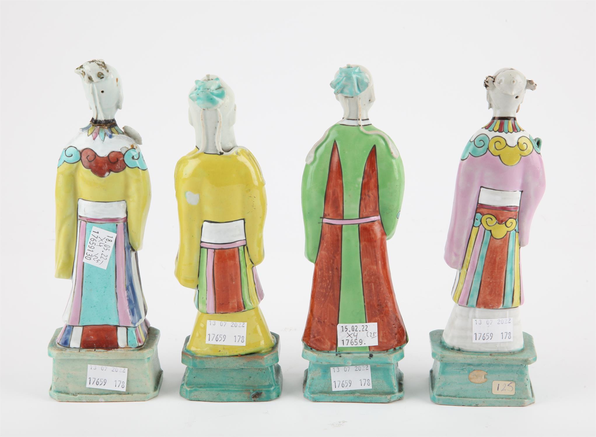 Four Chinese famille rose figures Qing dynasty, Qianlong/Jiaqing period the figures standing on a - Image 2 of 2
