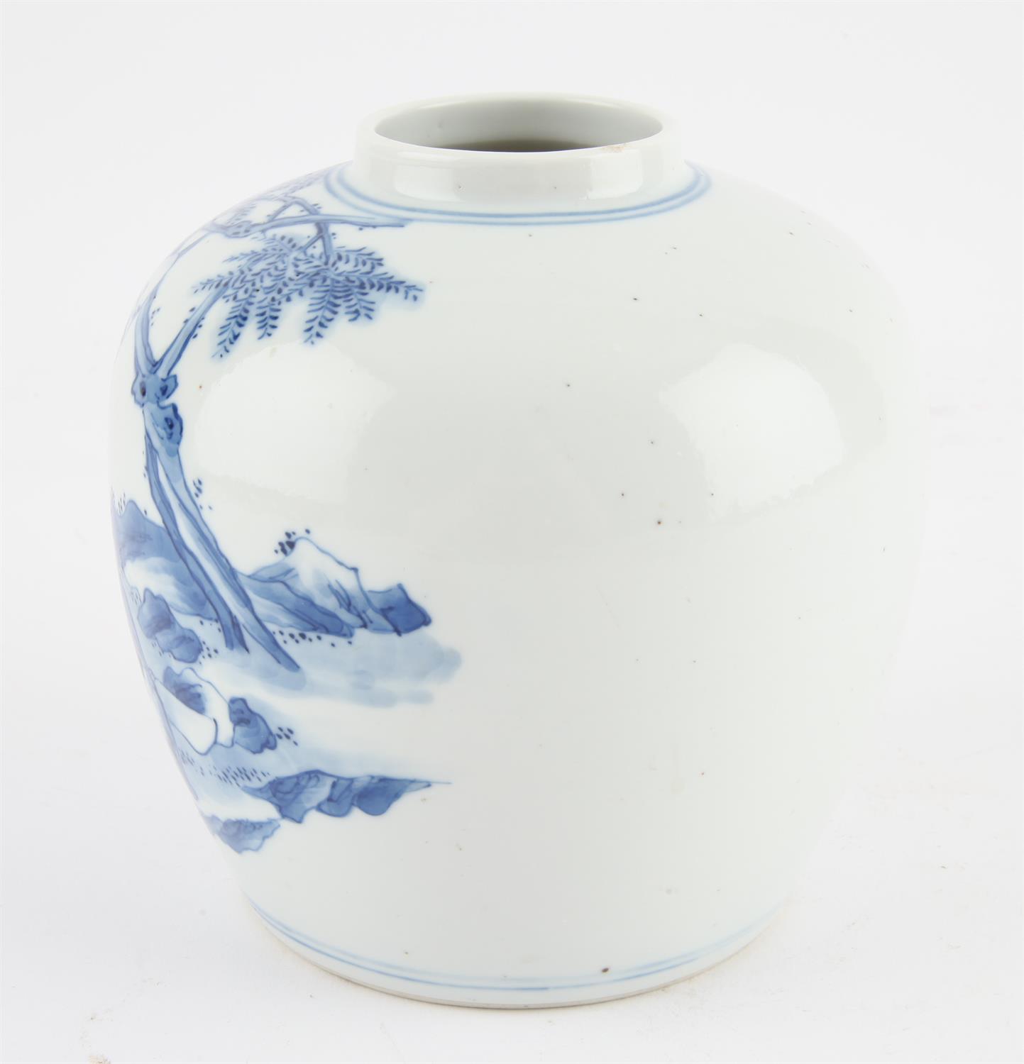 Chinese Blue and white Jar , Late Qing dynasty/early Republic. Painted with the « Fuhu Luohan », - Image 4 of 8