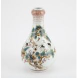 A Chinese famille rose garlic neck vase, 20th century finely painted with cranes and with an