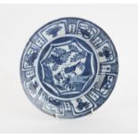 Chinese Blue and White Kraak Dish, Late Ming Dynasty – Transitional, Chongzhen period.