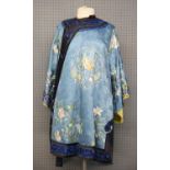 A Chinese Embroidered Blue Woman Jacket, Late Qing dynasty/Early Republic period. 92 cm Long