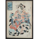 A Japanese Print Ukiyo - e from Kensai Eisen (1790 – 1848) titled the great beautie's of Yoshiwara.