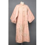 A Chinese Embroidered Pink Robe, Republic period. 125 cm long