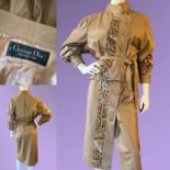 Rare CHRISTIAN DIOR BOUTIQUE CUIRS fudge coloured fine leather ladies belted skirt suit with python