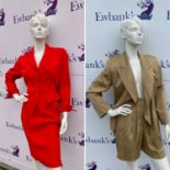 Superb tailoring and quality THIERRY MUGLER 1990s ladies red skirt suit UK10-12. EMANUEL UNGARO