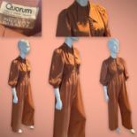 C1974 Extremely rare original QUORUM clay-coloured button down JUMP SUIT by SHERIDAN BARNETT (He