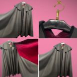 Gentleman's vintage 1930s Black opera cape CASA SESNA on fine ornate hanger with brass hook.