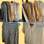 Twenty ladies fine quality 1980s designer vintage silk blouses. Various colours, all size UK12.