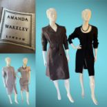 AMANDA WAKELEY 1990s Brown duster coat UK14. AMANDA WAKELEY 1990s Heather costume,