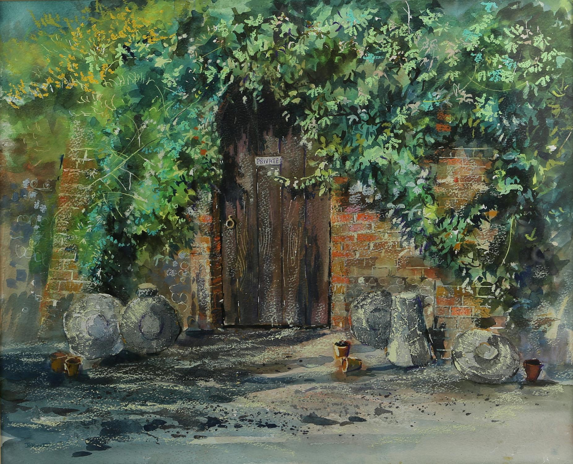 Wendy Jelbert (contemporary), 'The Wooden Door, Chichester', watercolour, signed lower left, - Image 2 of 3