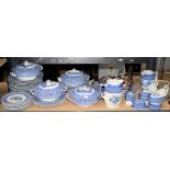 Coronaware Chantilly blue and white printed part dinner service with tureens, gravy boats,