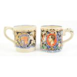 Two Dame Laura Knight Coronation mugs for King George VI and Queen Elizabeth by Burleigh Ware and