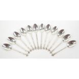 Set of twelve silver spoons, by AJB, Birmingham, 1905