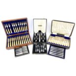 AMENDED DESCRIPTION - Quantity of cased and boxed plate canteens and cutlery sets - (Case of fish