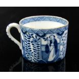 18th century English porcelain chinoiserie tea cup with underglaze blue decoration, H: 5.2cm, D: 7.