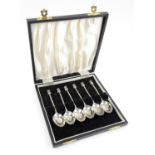 Victorian cased set of Scottish silver spoons with twist design stems and thistle finials, by GJ,