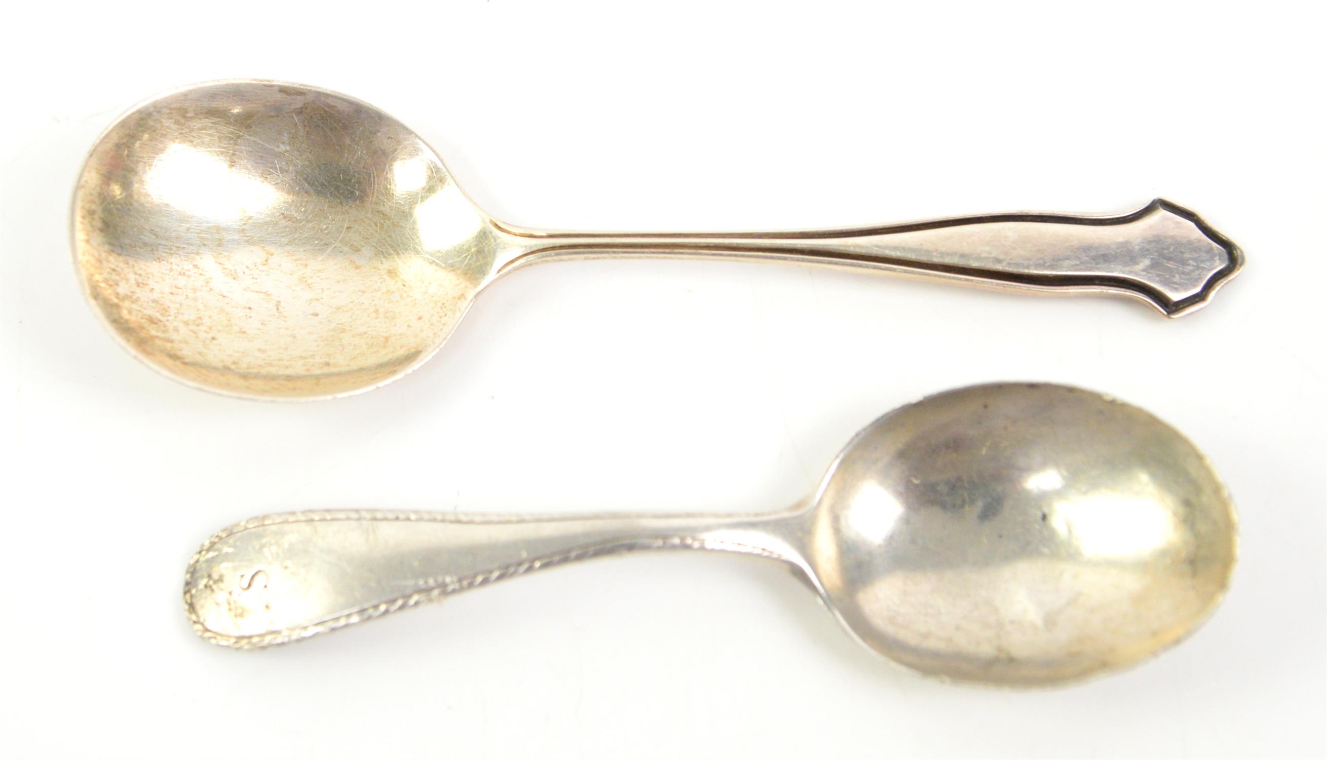 Georg Jensen silver caddy spoon and another silver caddy spoon by CB & S, Sheffield, 1939
