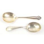 Georg Jensen silver caddy spoon and another silver caddy spoon by CB & S, Sheffield, 1939