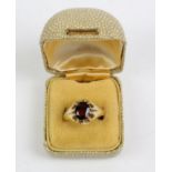 9ct gold garnet set ring 5.41g