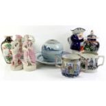 European and East Asian ceramics, to include: pair of Chinese ginger jars, H 16cm each, toby jug,