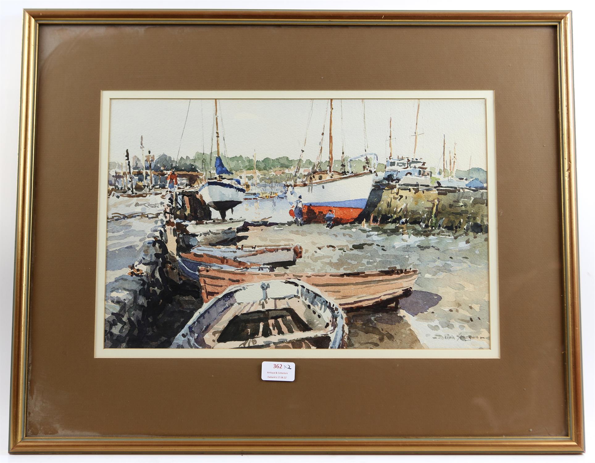 Josiah Sturgeon (British, 1919-1999), 'Low Water - Lymington', watercolour, signed lower right, - Image 2 of 2